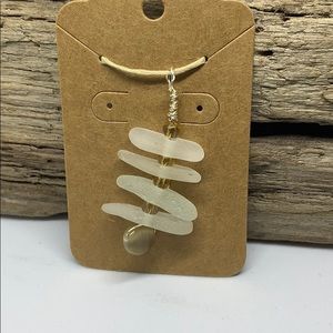 White Sea glass pendant
